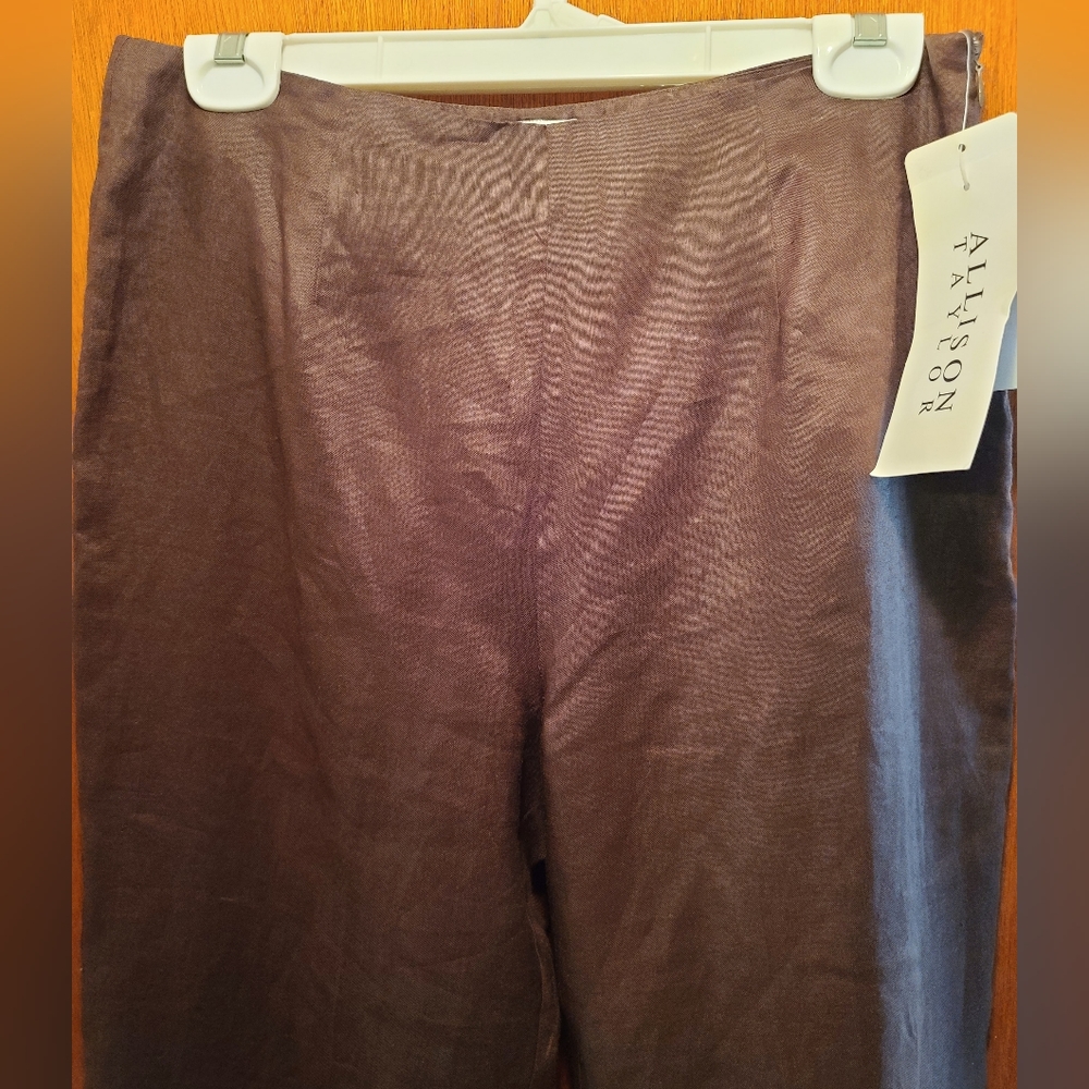 Allison Taylor linen chocolate peddle pushers capris👖 pants sz8 - Picture 6 of 8